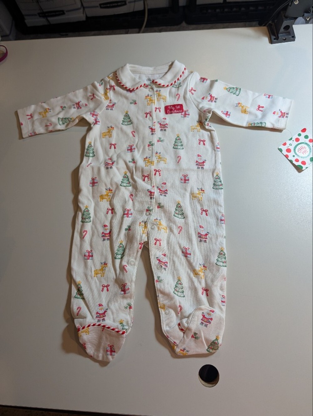 Little Me First 6 Month Xmas Holiday Print Baby One-Piece Footed Pajamas - NWT
